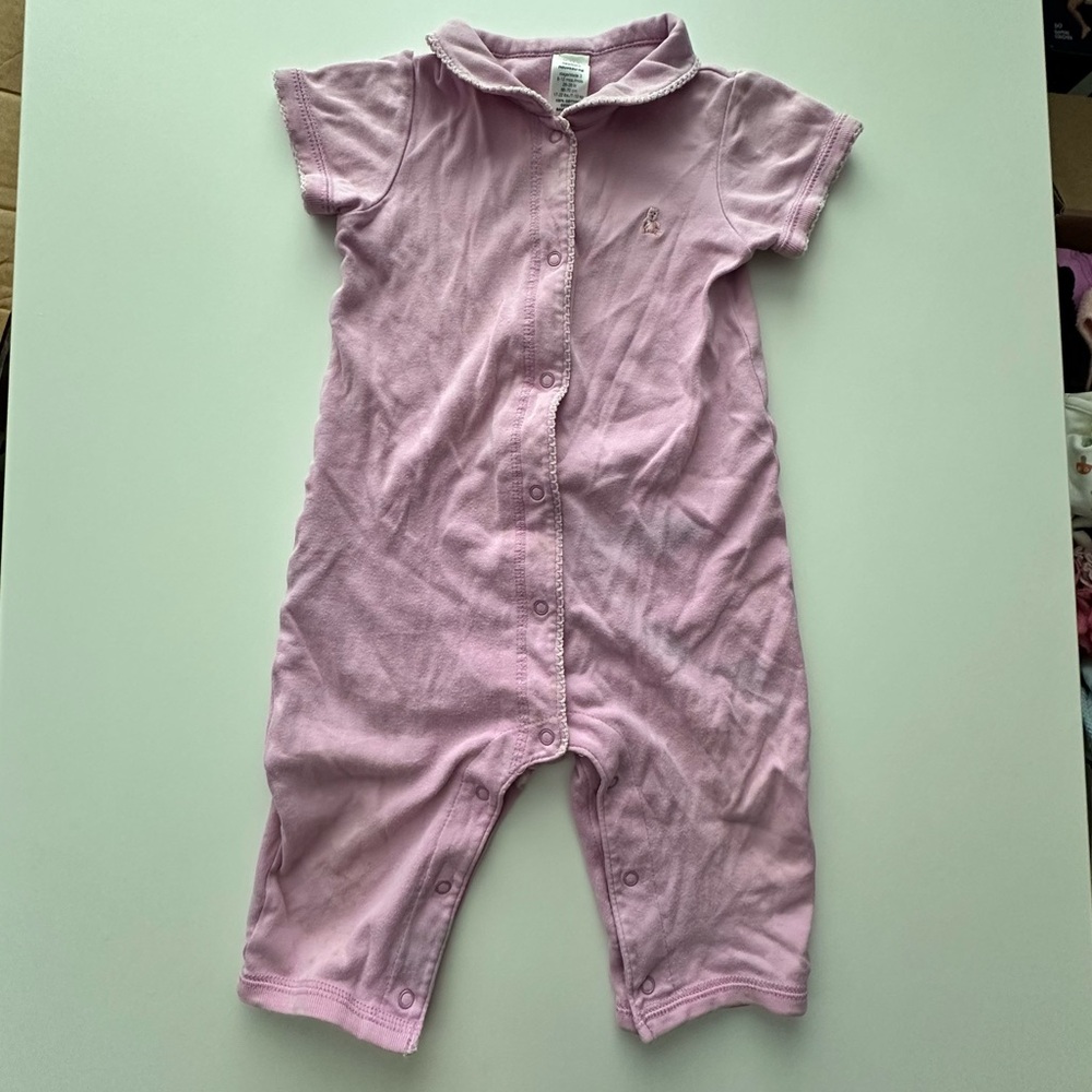 GAP Pink Footies One Piece with Collar Detail 6-12M
